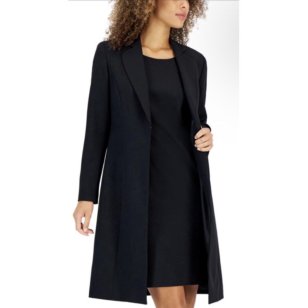 Le Suit black long coat Topper Blazer Black Longline Size 22W